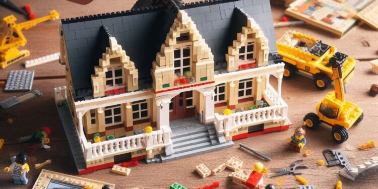 Medewerker Woningstichting bouwt met Lego honderdjarige De Vijfsprong in Den Helder na