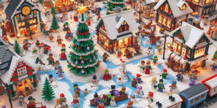 LEGO-winterdorp onder kerstboom in Dommelhuis